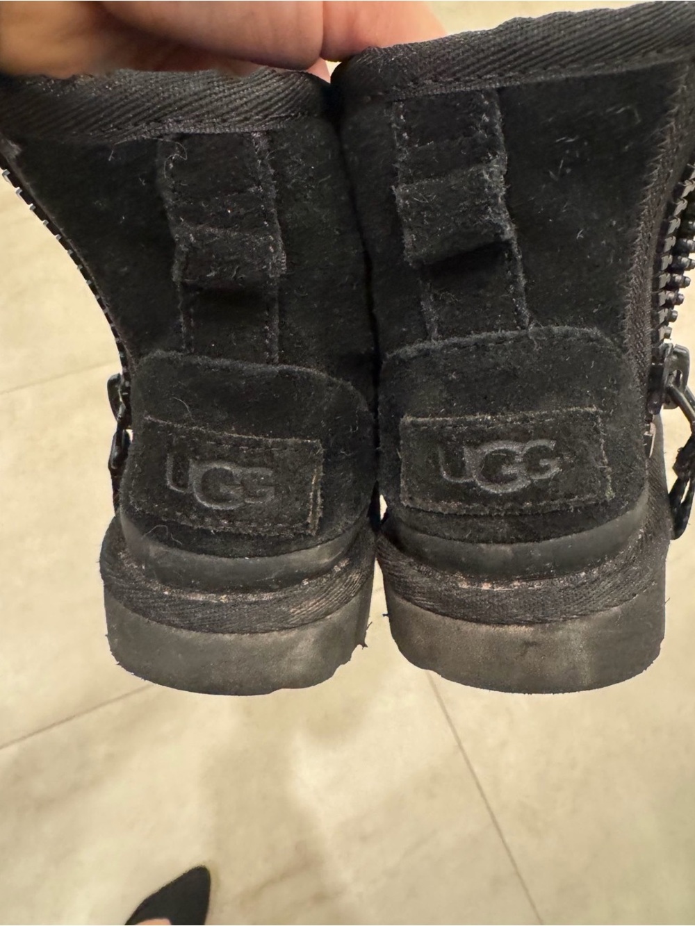 UGG Kids Black Suede Cozy Ankle Boots